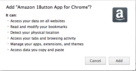 Amazon Chrome 1Button Permission Screenshot