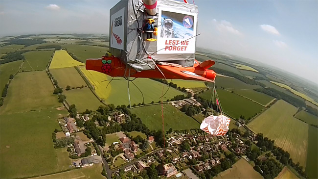 The CHAV rises above Brightwalton, as seen from the main payload camera