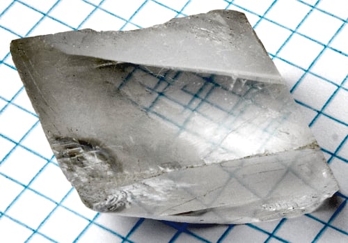 Calcite crystal birefringence. Image via Wiki