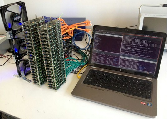 A 42-node cluster of Parallella-16 boards from Adapteva