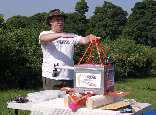 Lester Haines with the main payload box