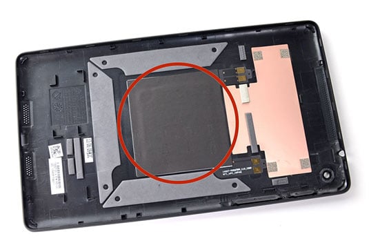 Photo of the Nexus 7's inductive charger and NFC circuitry