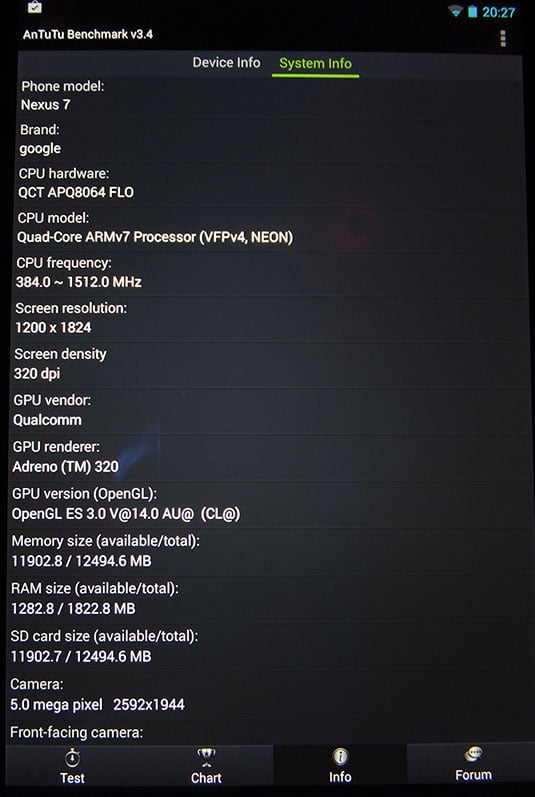 Google Nexus 7 2 AnTuTu info