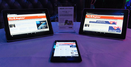 Google Nexus 7 2 flanked by the Asus MeMo Pad FHD 10