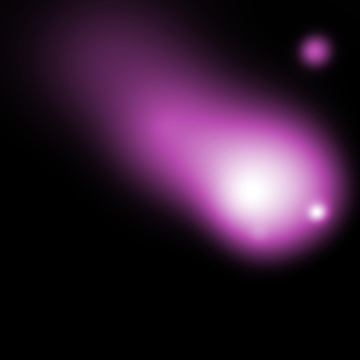 X Ray image of dwarf galaxy collision