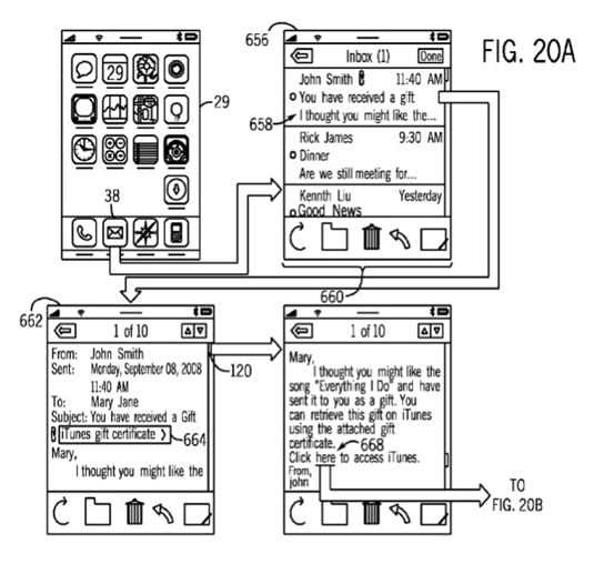 Illustration from Apple patent application for NFC-enabled iTunes content gifting