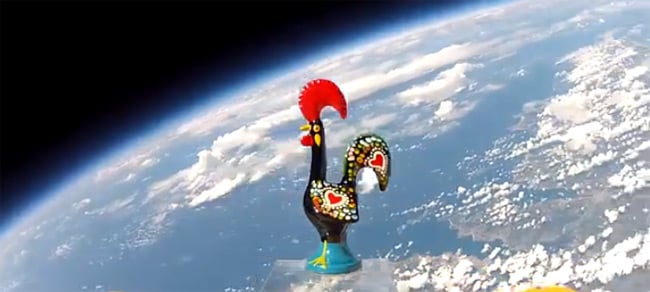The flying rooster seen in the stratosphere