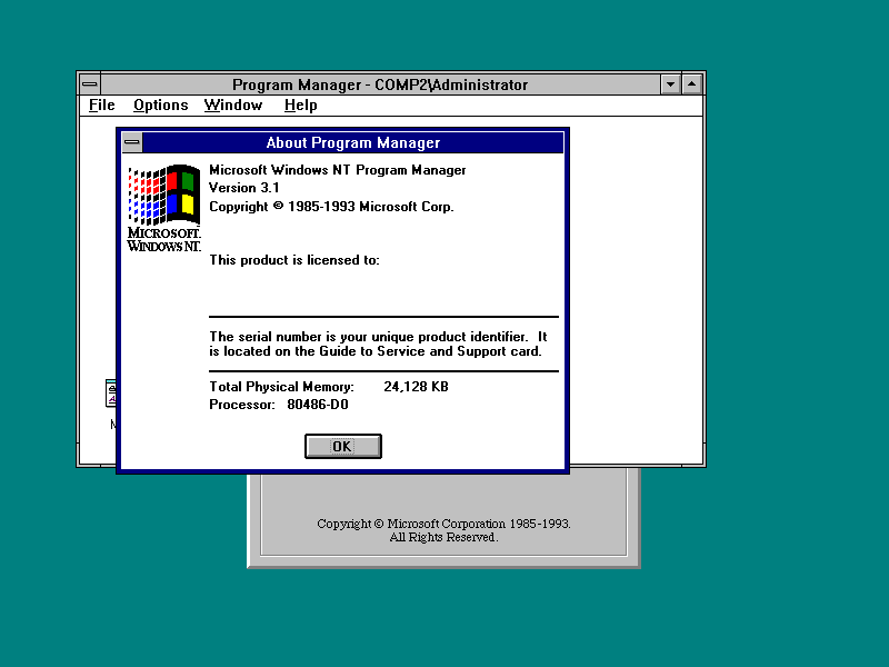 Windows NT 3.1 desktop