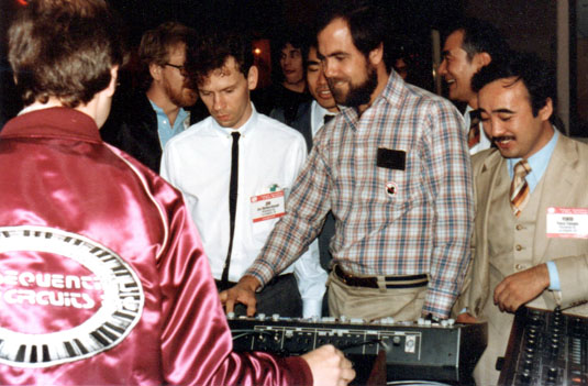 Dave Smith demos MIDI at the NAMM Show 1983