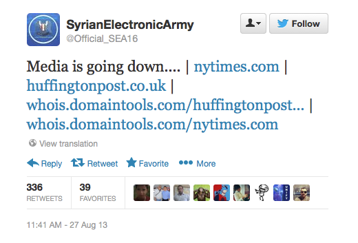 Syrian Electronic Army threat tweet