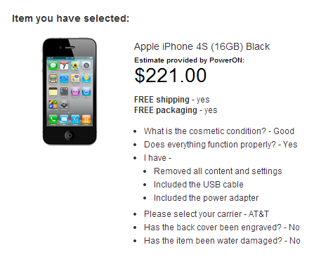 Screenshot of Apple's online iPhone trade-in program