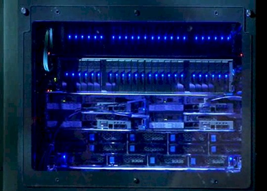 The demo Rack Scale system mixes Atom and Xeon servers with storage and a new switch