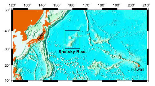 Location of the Shatsky Rise and Tamu Massif