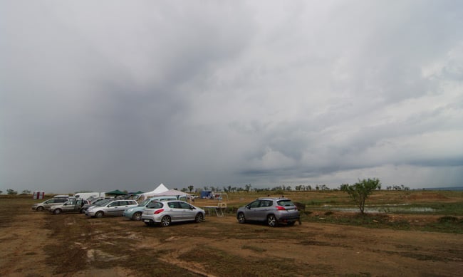 The threatening skies above the launch site