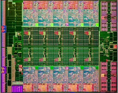Die shot of the ten-core Ivy Bridge-EP processor