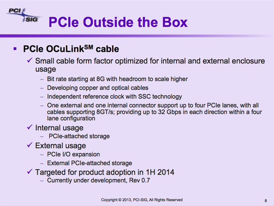 PCI-SIG OCuLink external PCIe cabling description