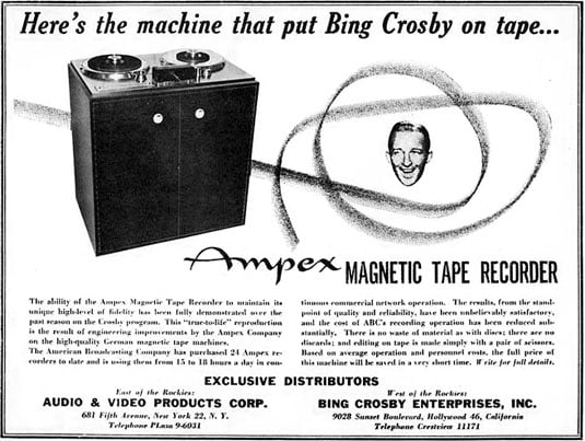 Bing Crosby Ampex tape recorder advertisement