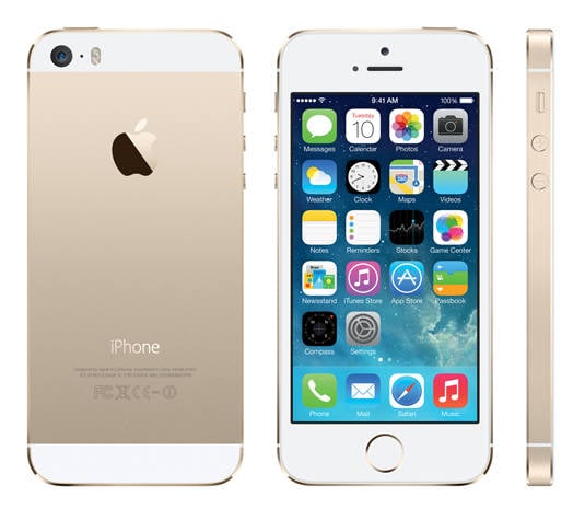 Apple iPhone 5s: back, front, and side views