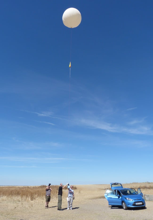 The balloon in the air immediately before launch