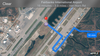 Fairbanks airport directions from Apple Maps