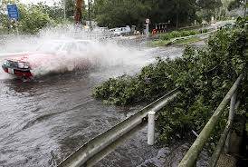 Hong Kong taxi typhoon flood