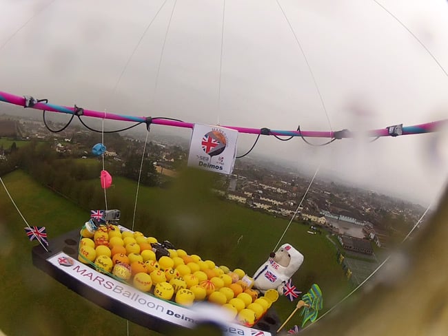 Still from Cassie onboard camera showing launch in heavy rain