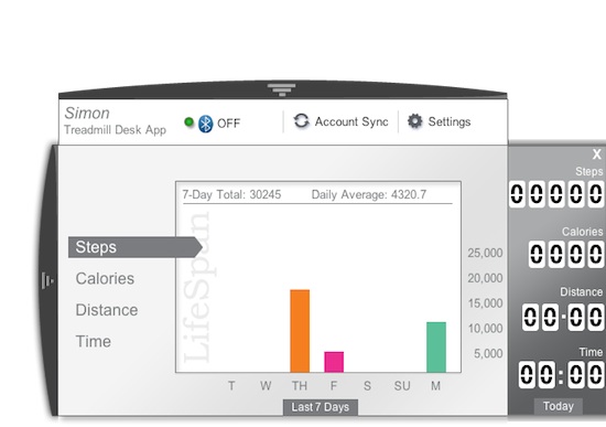 The MacOS app for the TR1200DT-7 treadmill desk 