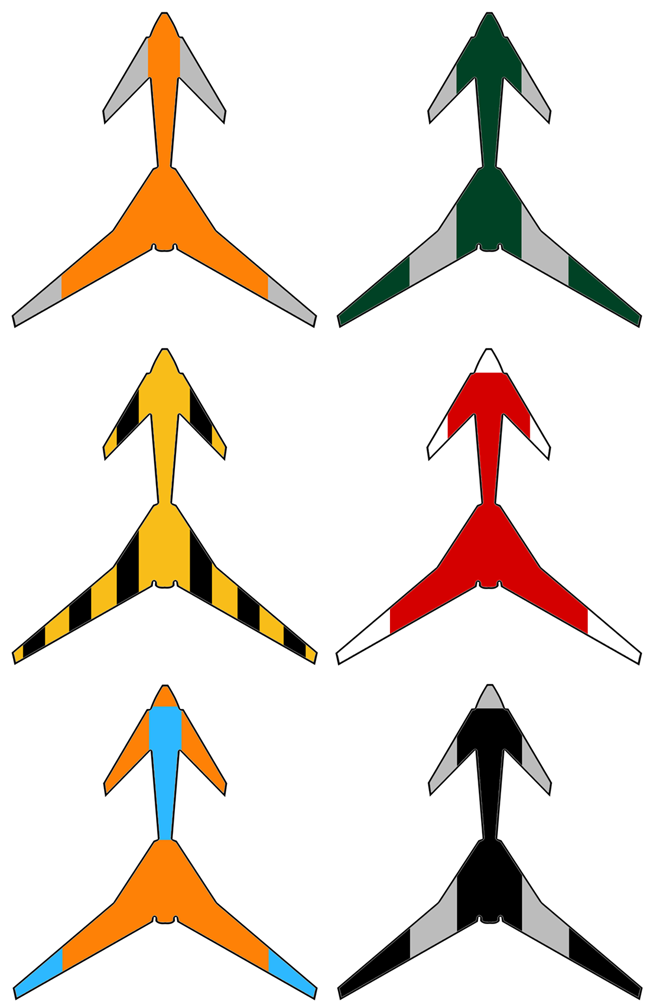 Six suggested colour schemes for the Vulture 2