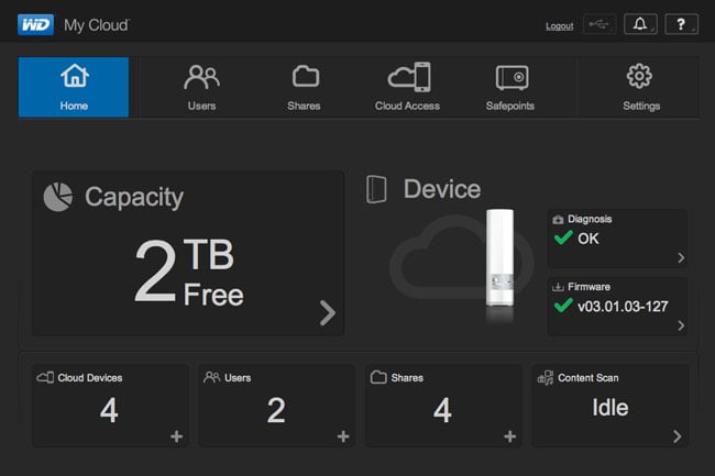 WD My Cloud UI