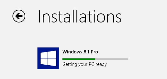 Windows 8.1 update in progress