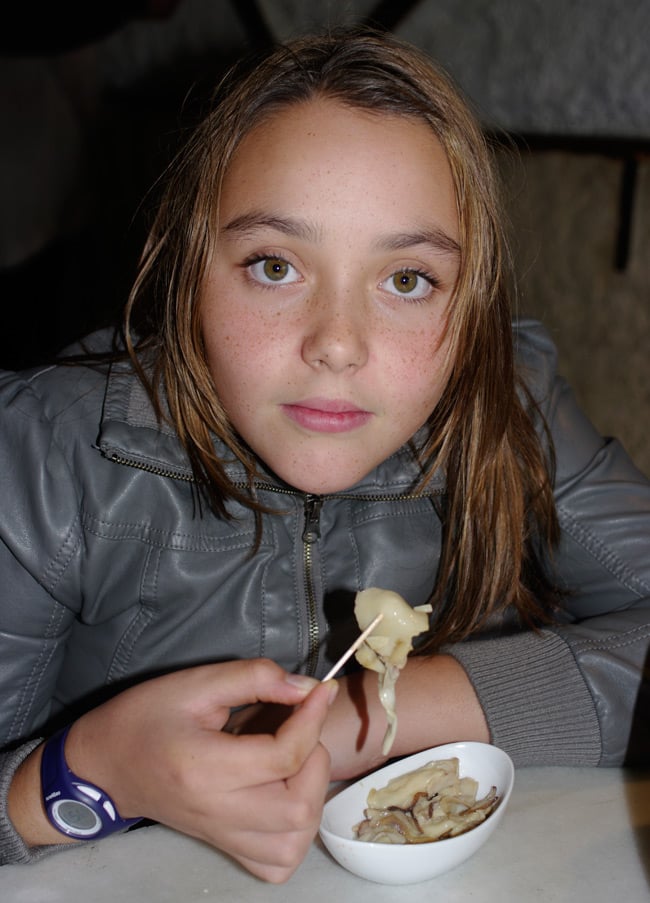 Katarina tucks in to a plate of Boletus