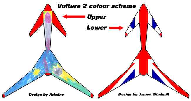 The proposed upper and lower schemes for our Vulture 2 paintjob