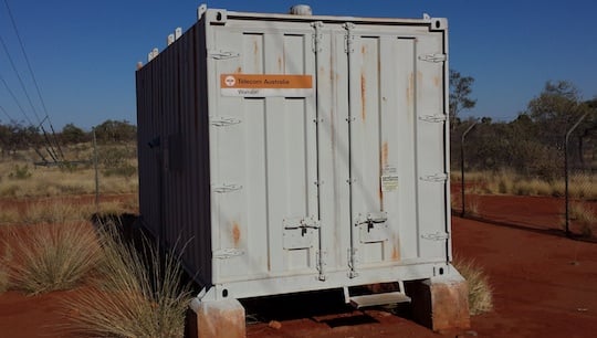 A Telecom comms container in the desert