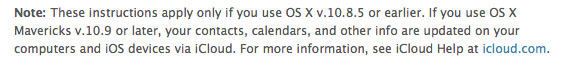 Apple Mavericks sync warning