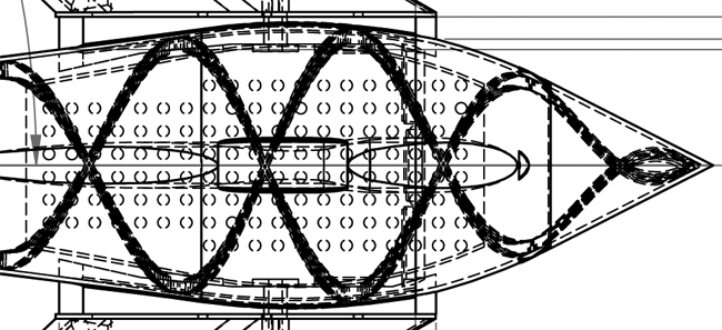 Detail of the plan view of the Vulture 2's nose