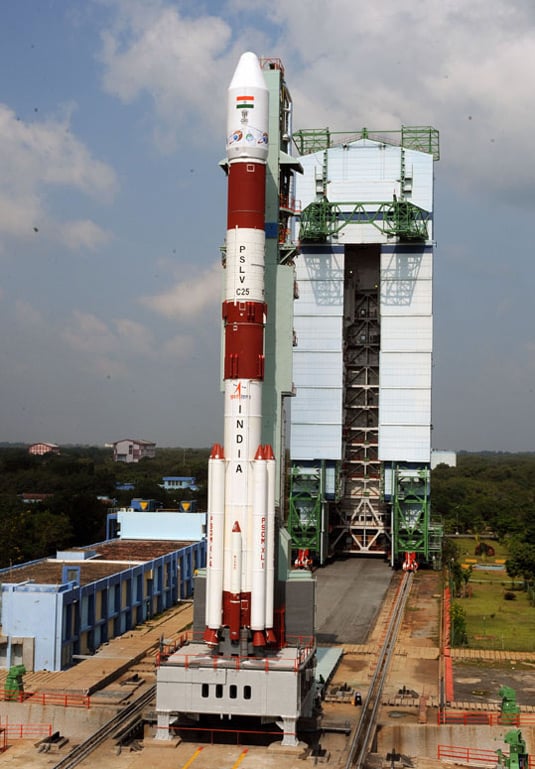 PSLV-C25 on the launchpad. Pic: ISRO
