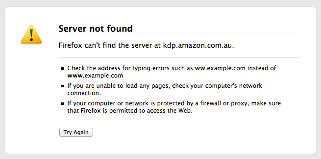 Kindle direct Australia 404 