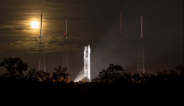 MAVEN sits on the launch pad the night before blastoff