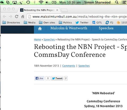 Malcolmturnbull.com moments after a speech is posted