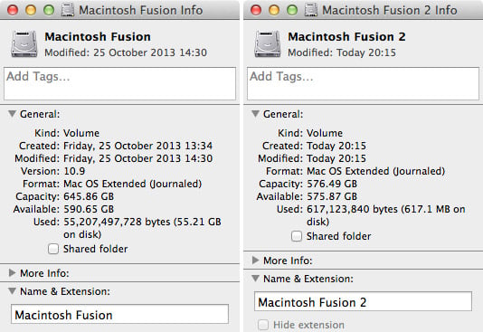 Fusion drive after partitioning