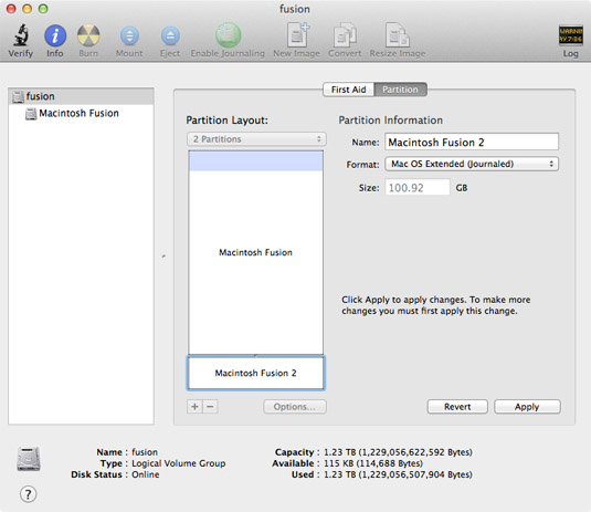 Fusion drive partitioning