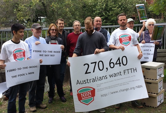 Ten protestors at the NBN Day of Action