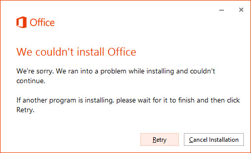 Office couldn't instal