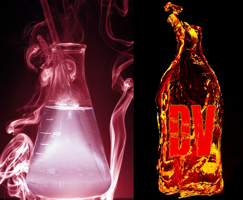 Flaming bottle of the Devils Venom