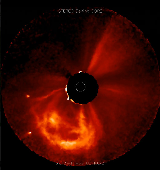 STEREO image of Ison engulfed by a CME