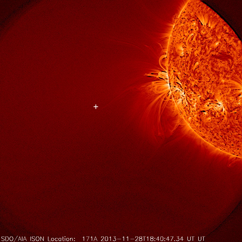 The SDO image showing a cross where Ison was supposed to be