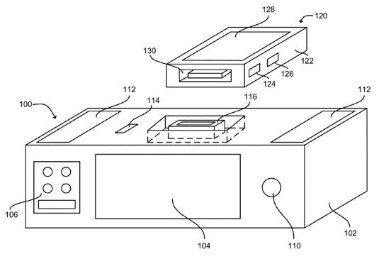 Apple patent illustration for 'Smart Dock for Activating a Voice Recognition Mode of a Portable Electronic Device'