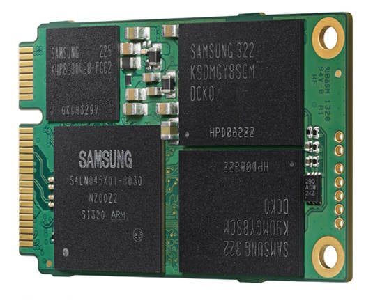 Samsung 840 EVO mSATA (mini-Serial ATA) Solid State Drive (SSD) – bottom view