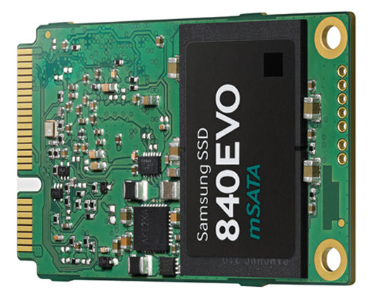 Samsung 840 EVO mSATA (mini-Serial ATA) Solid State Drive (SSD) – top view