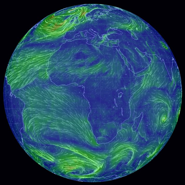 Hypnotic Wind Map Captures Earths Heavenly Currents • The Register
